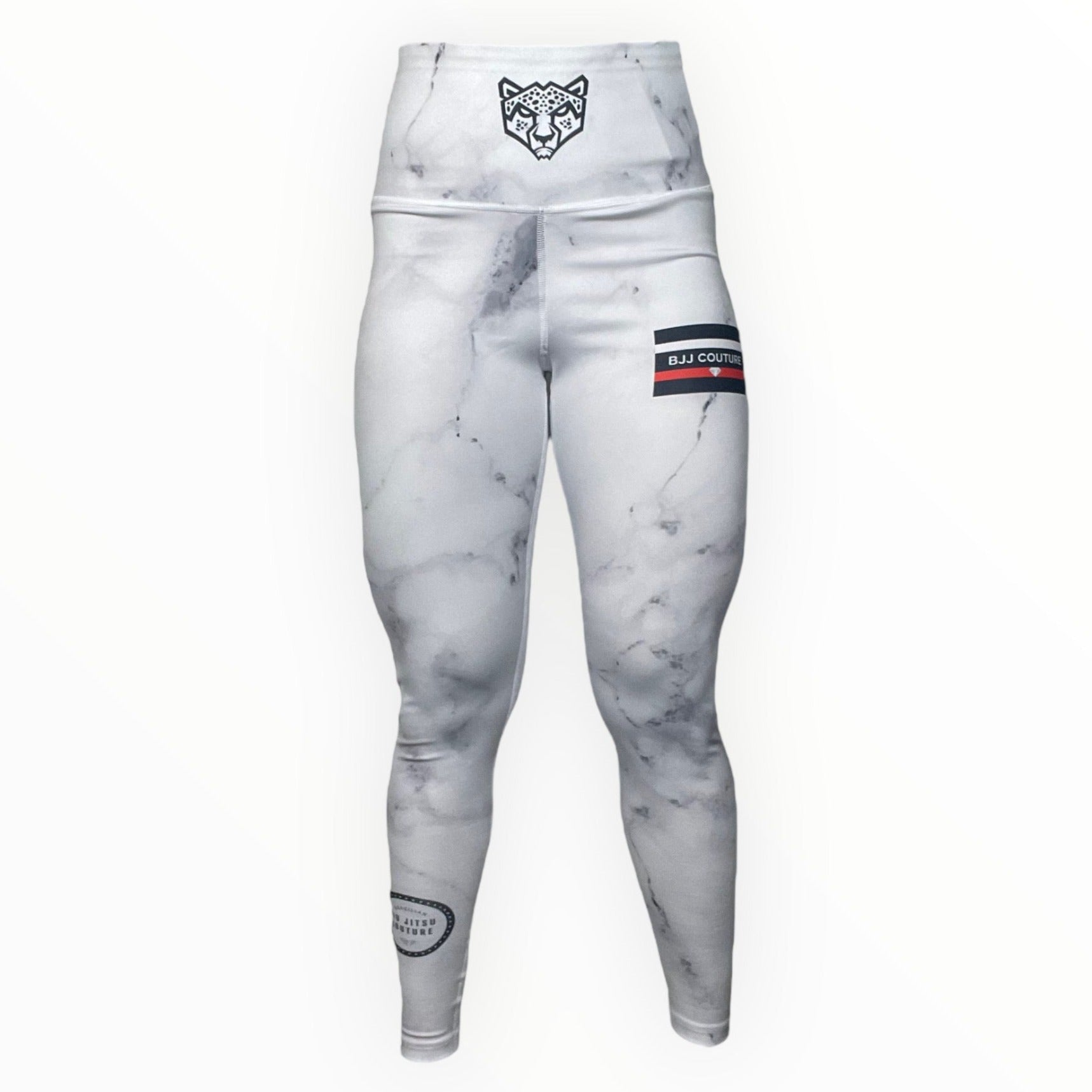 BJJ Couture Women's Compression Grappling Spats - White Carrara Marble