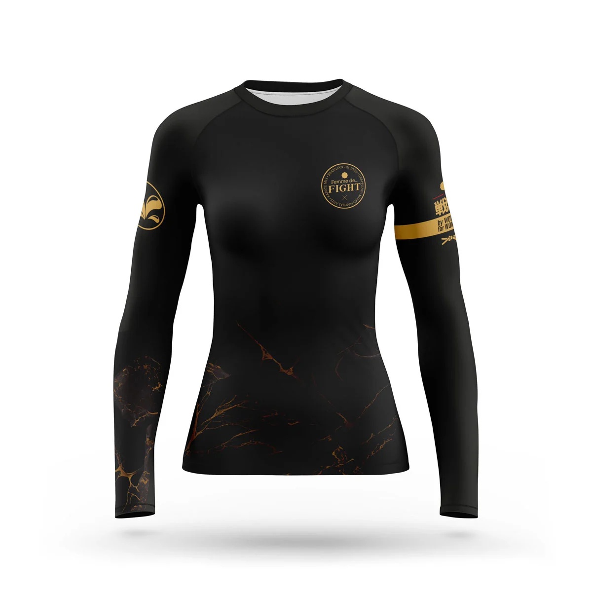 Rashguard Femme à Manches Longues, “Athom x Femme de Fight”