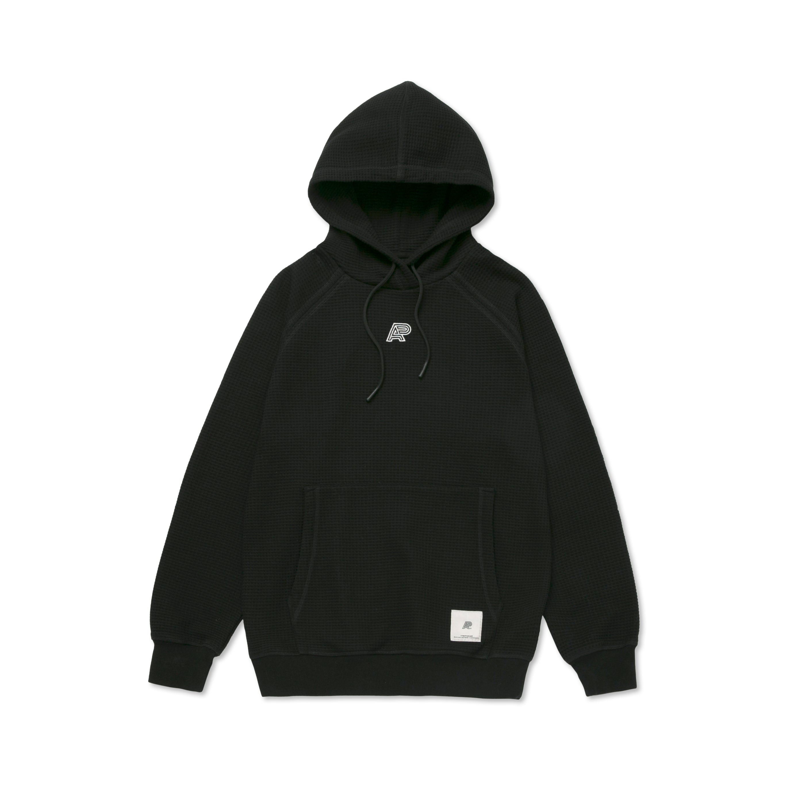A&P WAFFLE RAGLAN HOODY BLACK