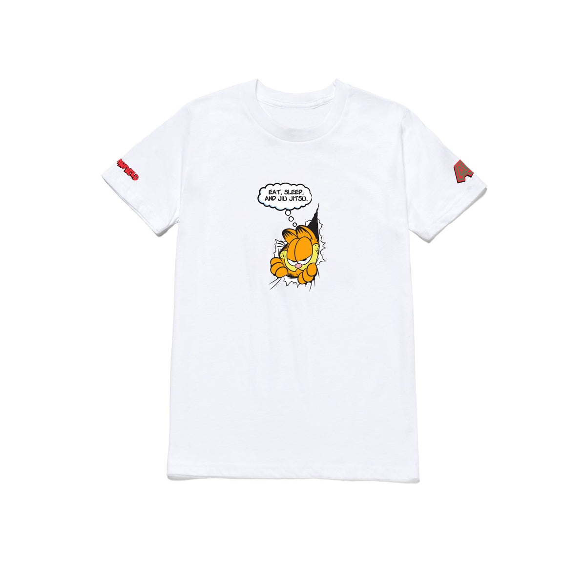 A&P GARFIELD EAT SLEEP JIU JITSU KIDS TEE WHITE