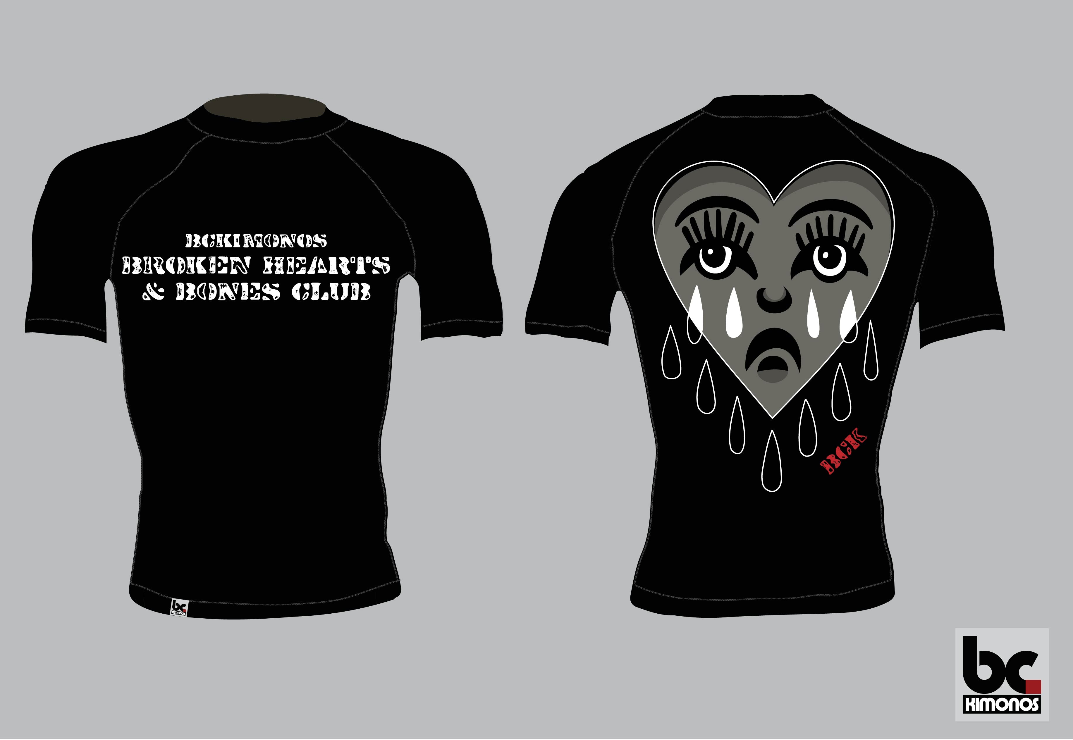 BJJ NoGi Grappling Rash Guard: Broken Hearts & Bones Club