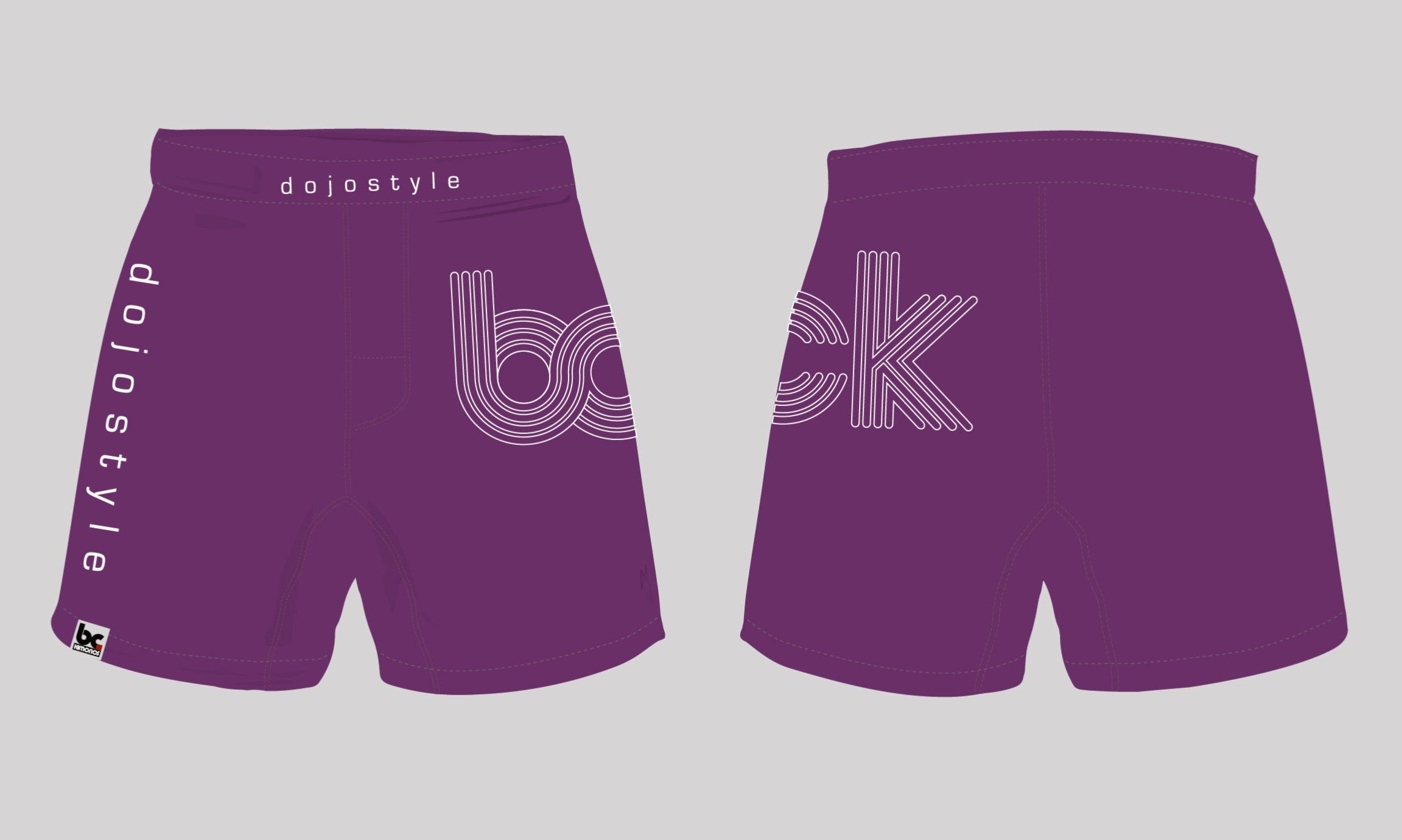 BJJ NoGi Grappling Short: Essential Plum and White
