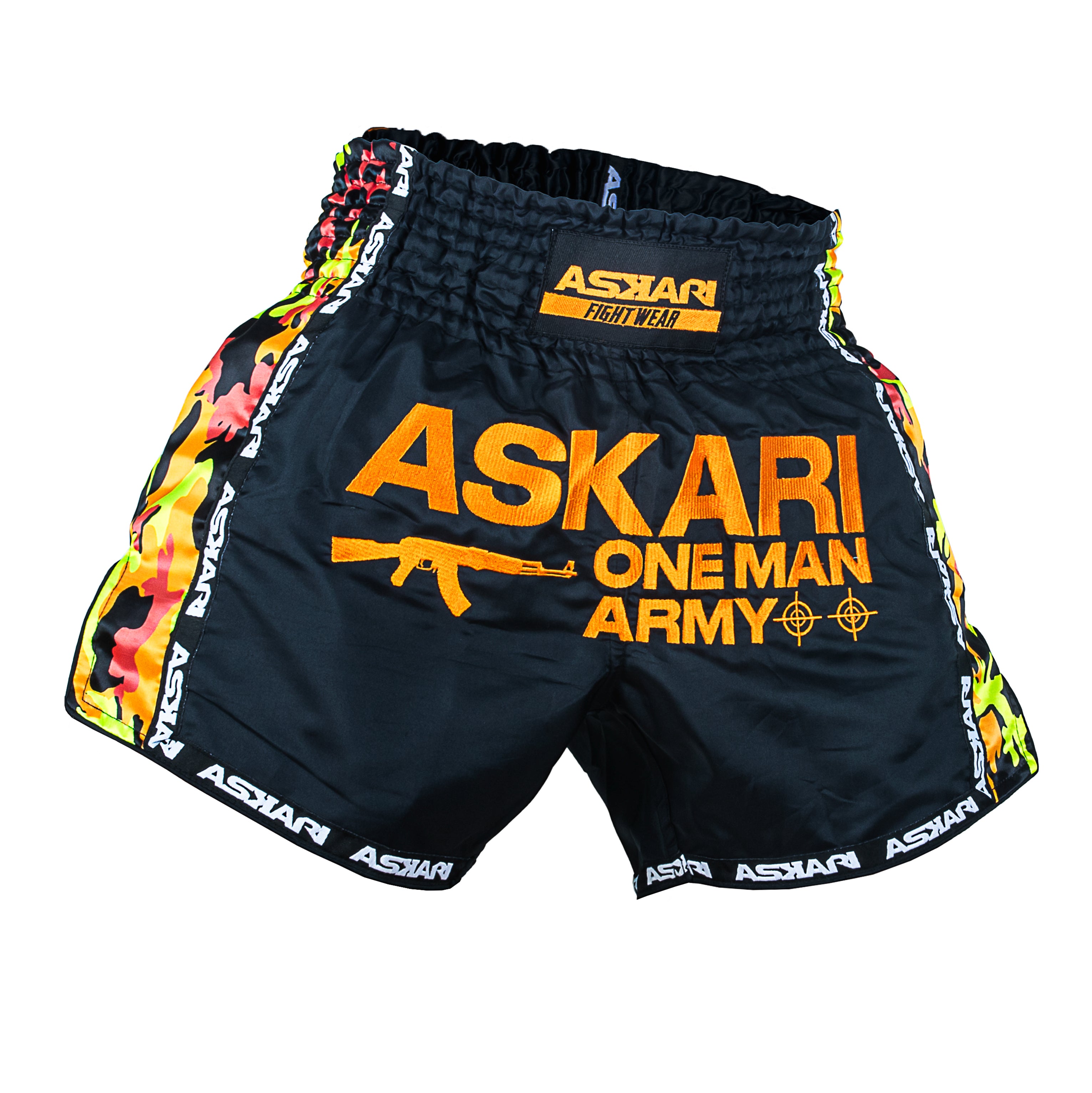 "ONE MAN ARMY" MUAY THAI SHORTS [ORANGE CAMO]