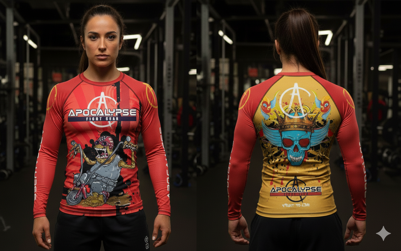 Gold Skull Ladies long sleeve rash guard