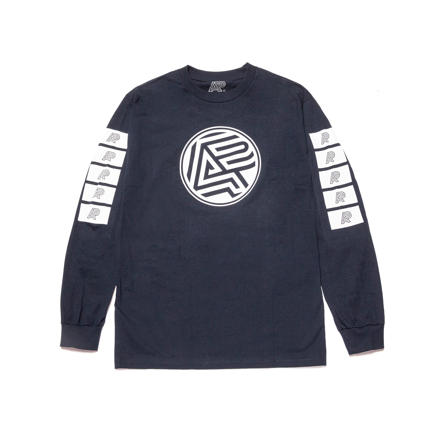 A&P BLOCK LOGO LS TEE NAVY BLUE