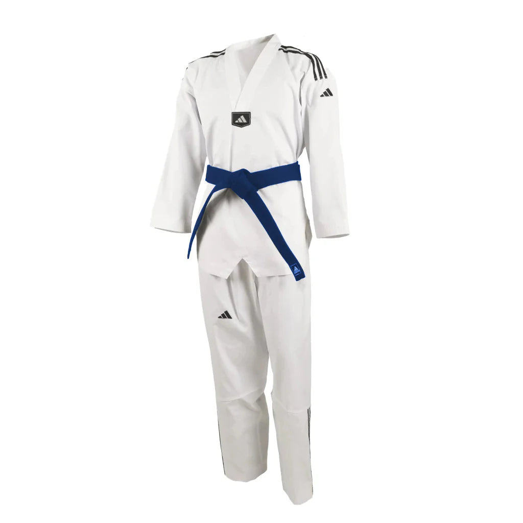 adidas adi-Start III 3 Stripes Taekwondo White Uniform with 3 Stripes (White Collar, Black Collar, Poom Collar)