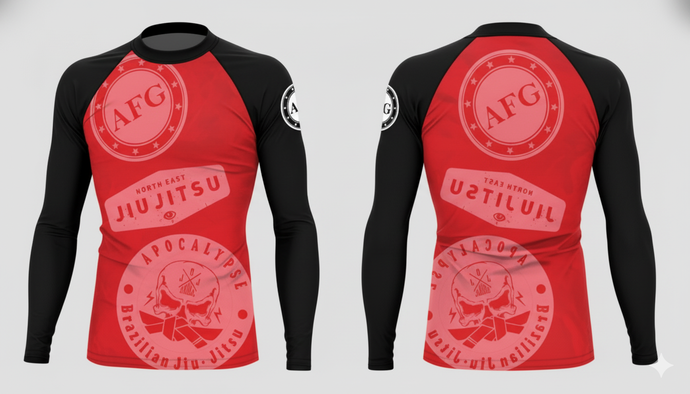 Orange Jiu Jitsu long sleeve rash guard
