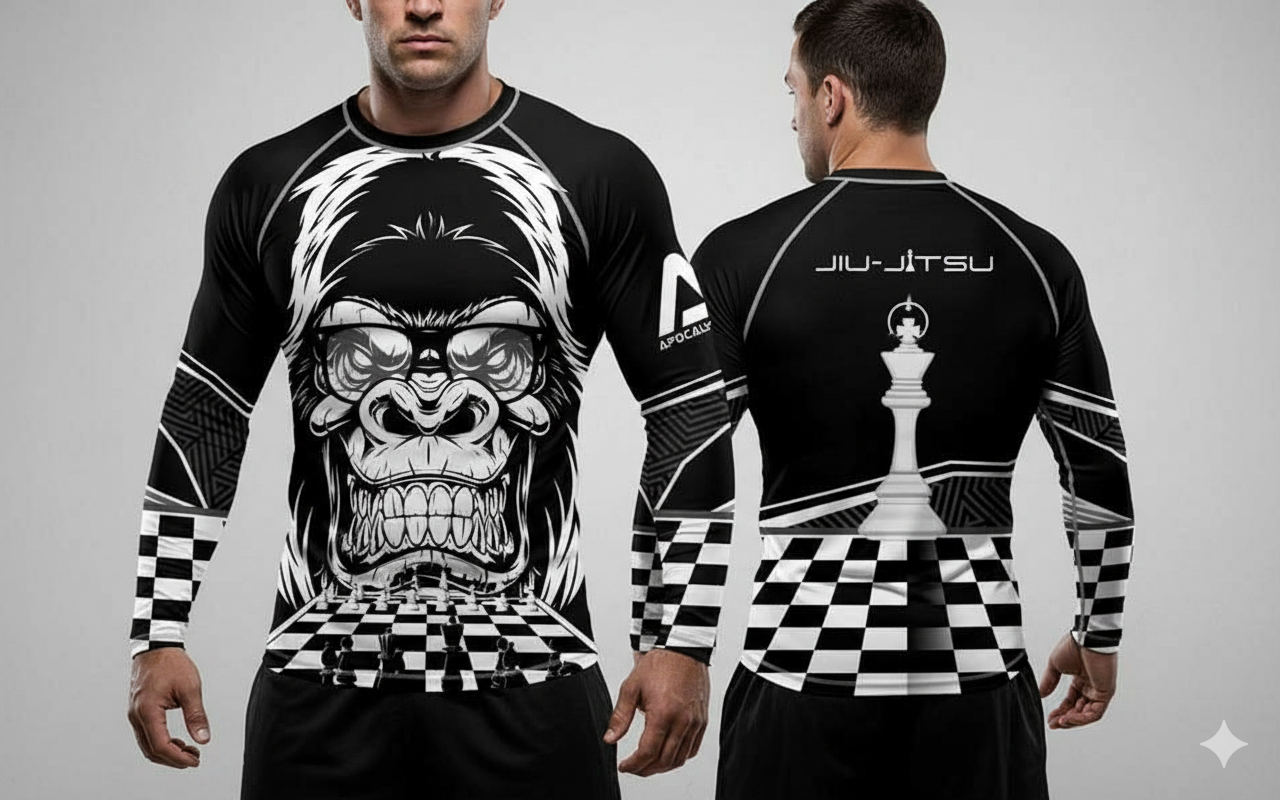 Chess Gorilla long sleeve rash guard