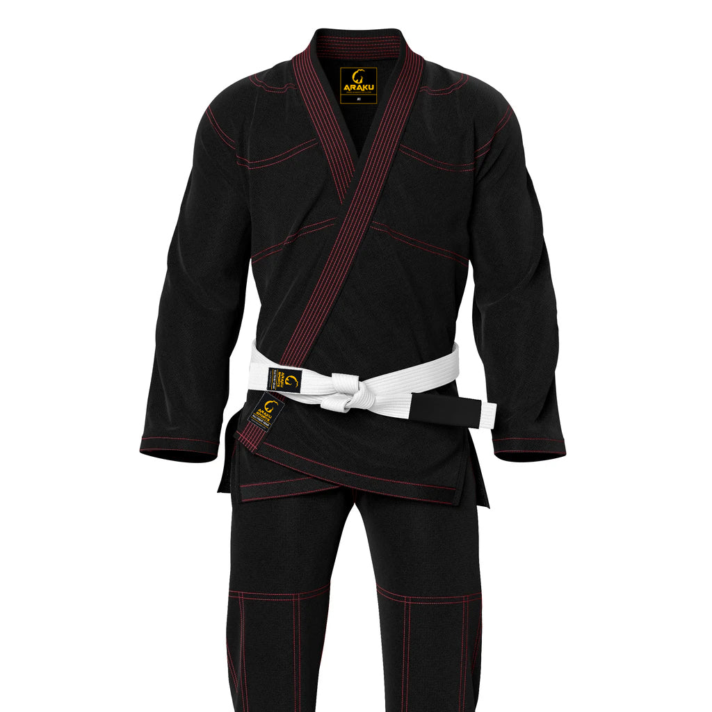 Araku Elite Black With Red Stitching Brazilian Jiu Jitsu Bjj Gi