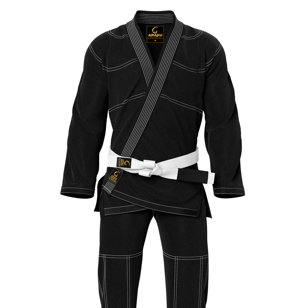 Araku Elite Black With White Stitching Brazilian Jiu Jitsu Bjj Gi