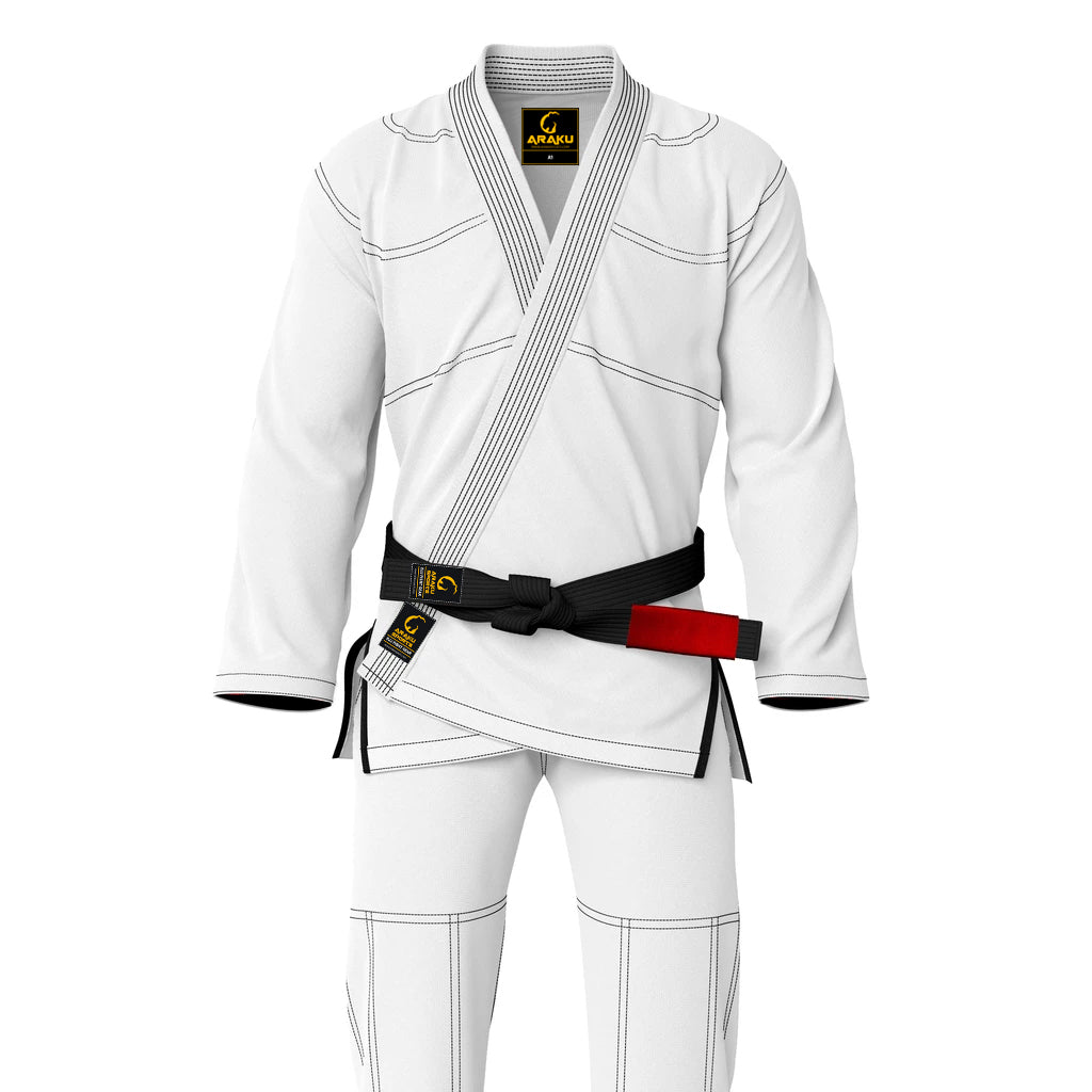 Araku Elite White With Black Stitching Brazilian Jiu Jitsu Bjj Gi