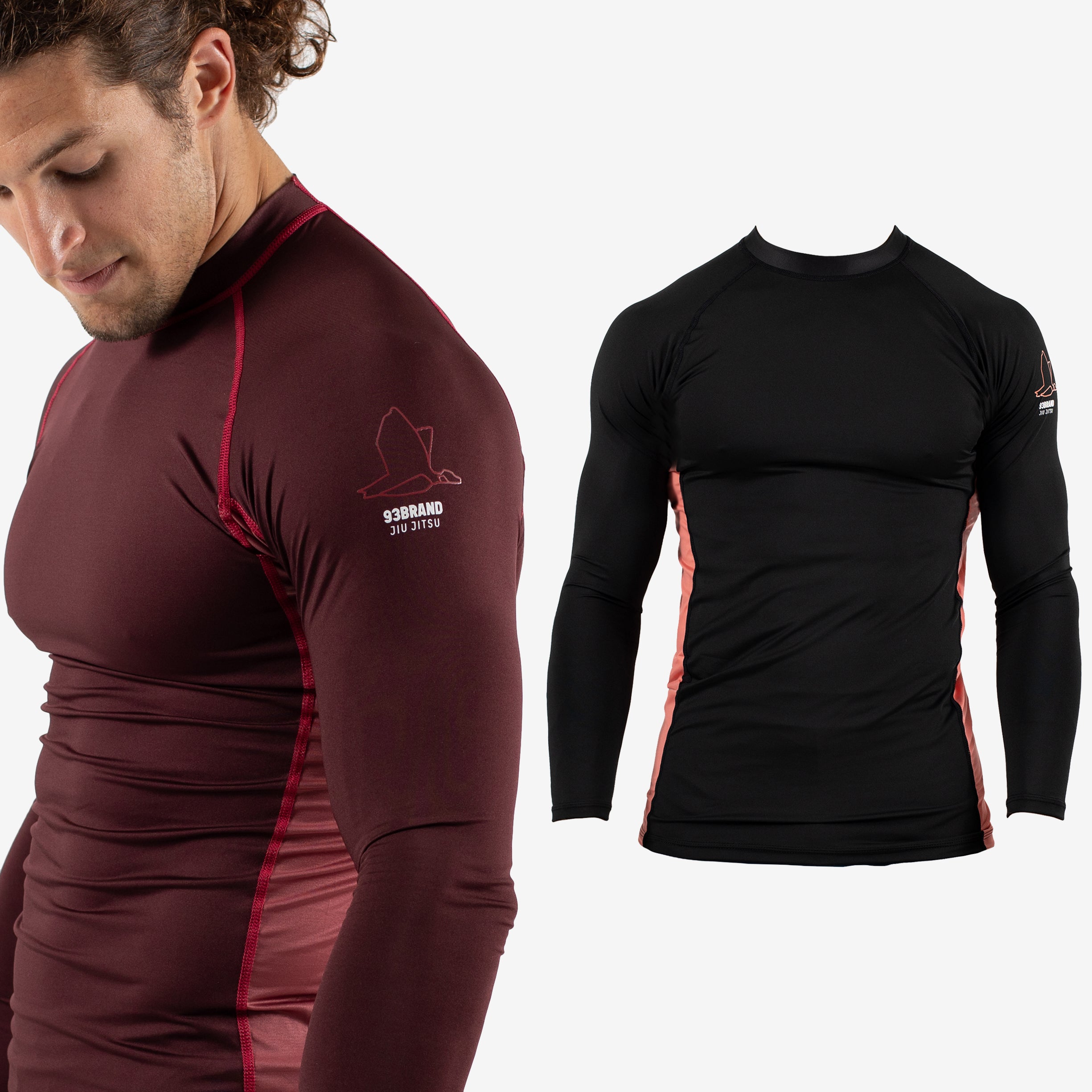 Standard Issue L/S Rash Guards 2-PACK (Burgundy, Black)