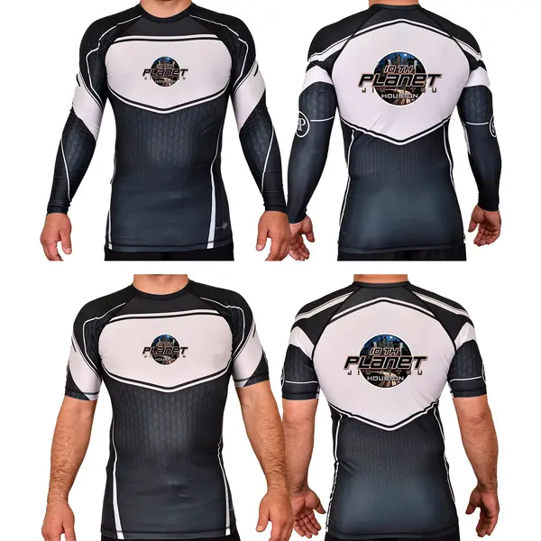 10th Planet HTX Academy Rash Guards Black/White #8145 A