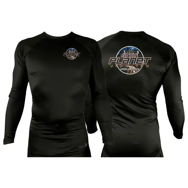 10th Planet HTX All Black Custom Rash Guards Long Sleeves #8145 A
