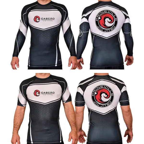 Prineville Jiu Jitsu Academy Rash Guards Black/White #8157 A