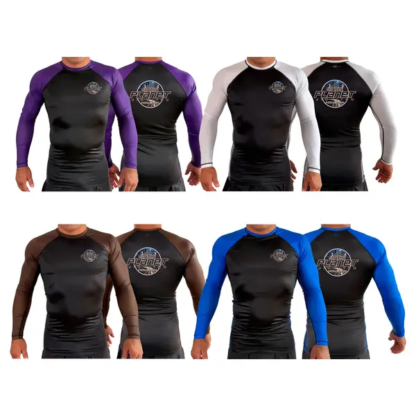 10th Planet HTX All Black Ranked Long Sleeve Rash Guards #8145 A