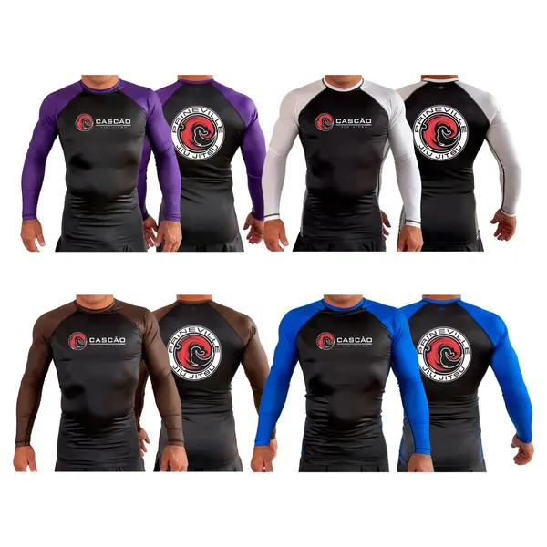 Prineville Jiu Jitsu All Black Ranked Long Sleeve Rash Guards #8157 A