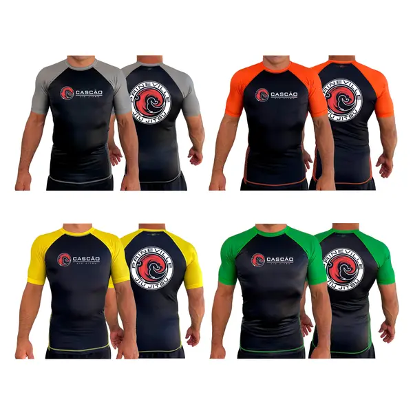 Prineville Jiu Jitsu All Black Ranked Short Sleeve Rash Guards #8157 A