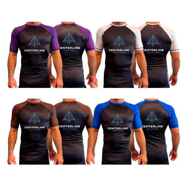 Centerline Jiu-Jitsu All Black Ranked Short Sleeve Rash Guards #8156 A