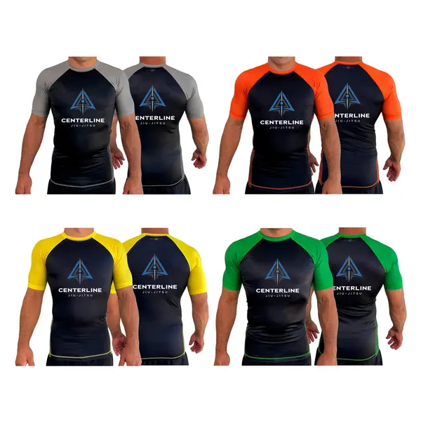 Centerline Jiu-Jitsu All Black Ranked Short Sleeve Rash Guards #8156 A
