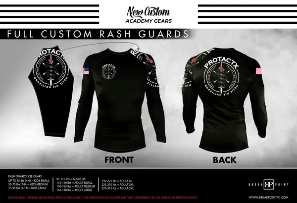 Protactx BJJ Full Custom Rash Guards Long Sleeves #1748 A