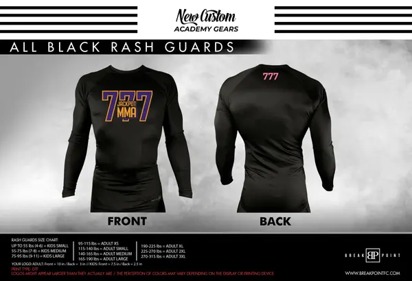 Jackpot MMa All Black Rash Guards Long Sleeves #1741 B