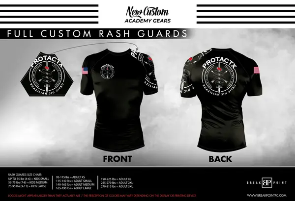 Protactx BJJ Full Custom Rash Guards Short Sleeves #1748 B
