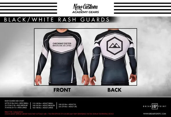 Checkmat Exeter Academy Rash Guards Black/White #865 A