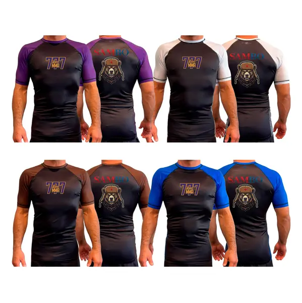 Jackpot MMa All Black Ranked Short Sleeve Rash Guards #8180 A
