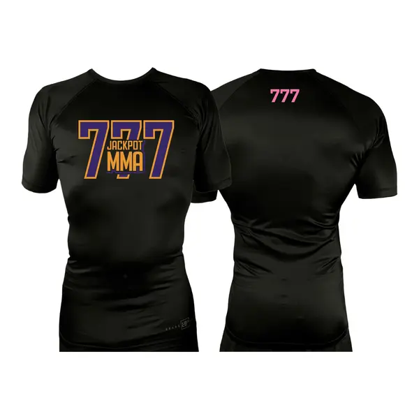 Jackpot MMa All Black Rash Guards Short Sleeves #8180 B