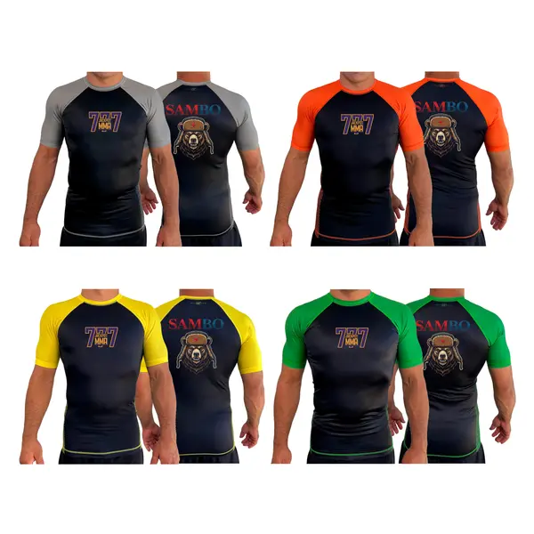 Jackpot MMa All Black Ranked Short Sleeve Rash Guards #8180 A