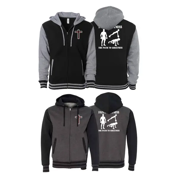 Faith and Fitness Varsity Zip-Up Hoodies #1750 A