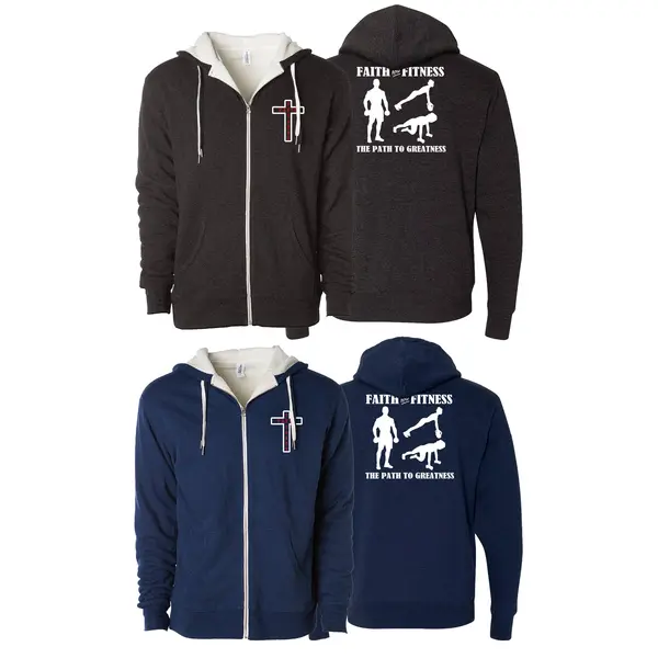 Faith and Fitness Sherpa Lined Zip-Up Hoodie #1750 A