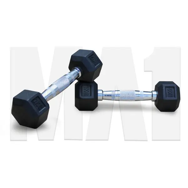 MA1 Rubber Hex Dumbbells - 1kg (Pair)