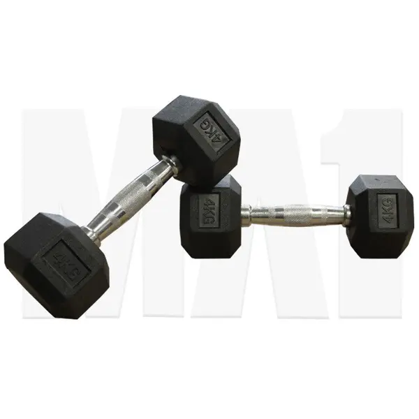 MA1 Rubber Hex Dumbbells - 4kg (Pair)