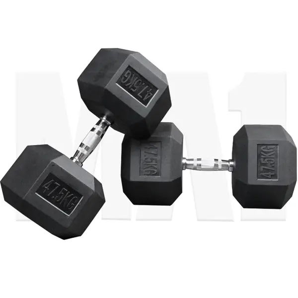 MA1 Rubber Hex Dumbbells - 47.5kg (Pair)