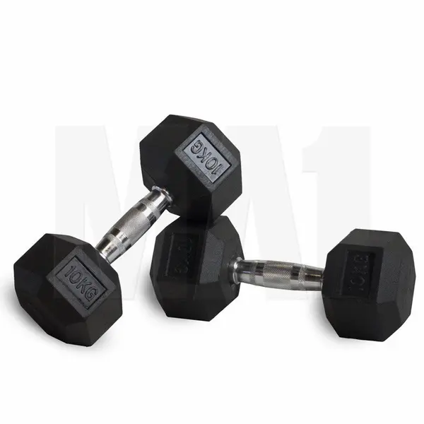 MA1 Rubber Hex Dumbbells - 10kg (Pair)