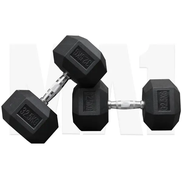 MA1 Rubber Hex Dumbbells - 32.5kg (Pair)