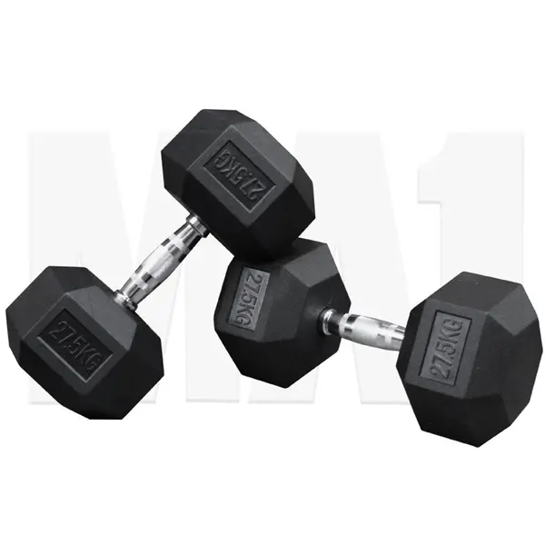 MA1 Rubber Hex Dumbbells - 27.5kg (Pair)