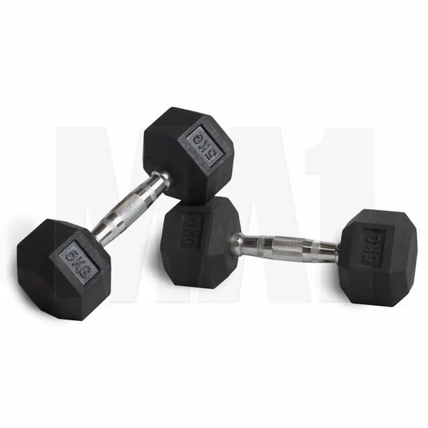 MA1 Rubber Hex Dumbbells - 5kg (Pair)