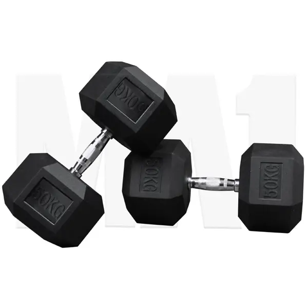 MA1 Rubber Hex Dumbbells - 50kg (Pair)