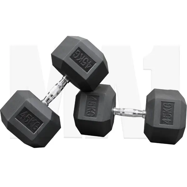MA1 Rubber Hex Dumbbells - 45kg (Pair)