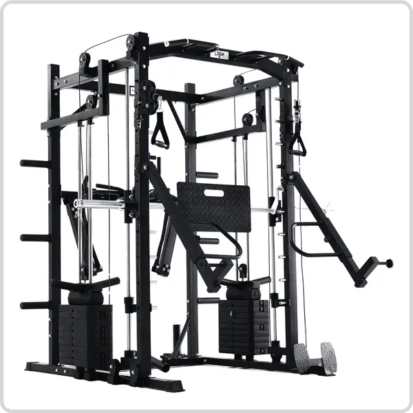 Commercial-Grade All-in-One Power Rack with Smith and Cable System