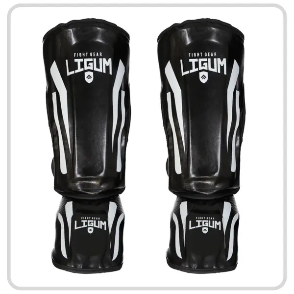 Muay Thai MMA Shin Pads - Black and White