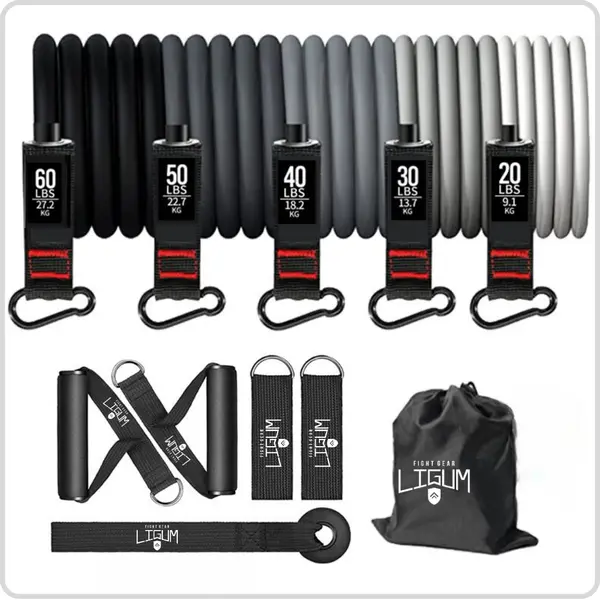 100% Latex Resistance Rope Band Kit (11-Piece) - Black