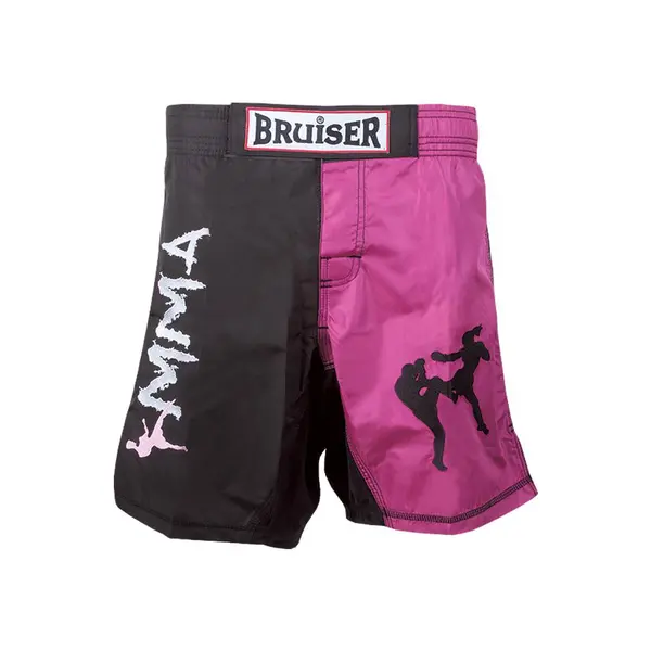 SHORT MMA NEGRO CON ROSA
