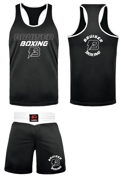 CONJUNTO DE BOXEO AMATEUR BRUISER "DELUX" NEGRO