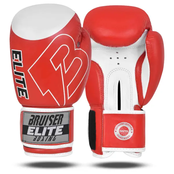 GUANTES DE BOXEO "BRUISER ELITE" PRO PIEL - ROJO/BLANCO