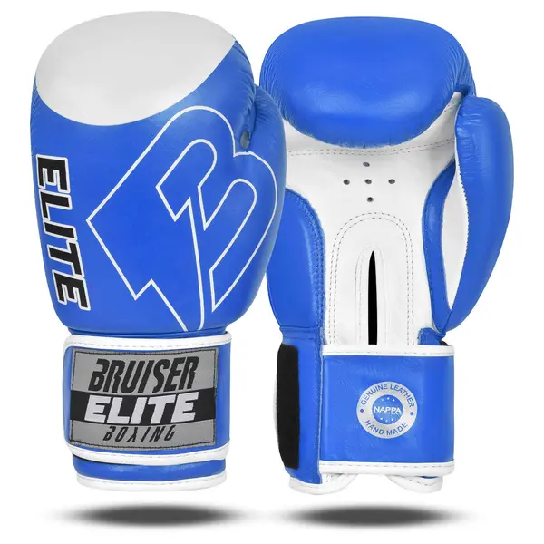 GUANTES DE BOXEO "BRUISER ELITE" PRO­­­ PIEL AZUL/BLANCO­­ㅤㅤㅤㅤ