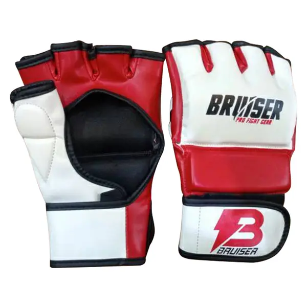 GUANTES DE MMA "PRO FIGHT" P.PIEL ROJO / BLANCO